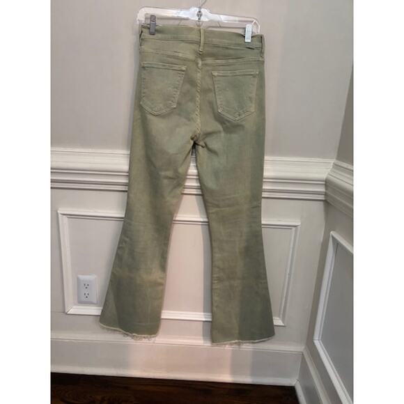 Mother Jeans The Weekender Fray Bootcut Flare High Rise Iceberg Green Size 29 - Picture 3 of 10